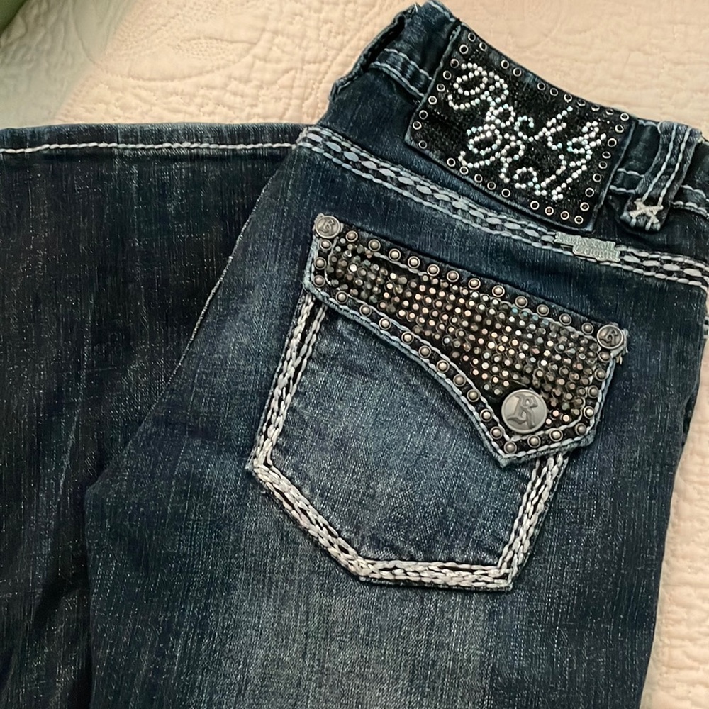 Rock & Roll low rise jeans.  Size 29X32.  Dark wash.
